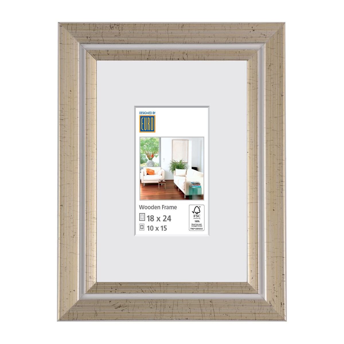 Holzrahmen HR1 18x24 weiss/silber FSC