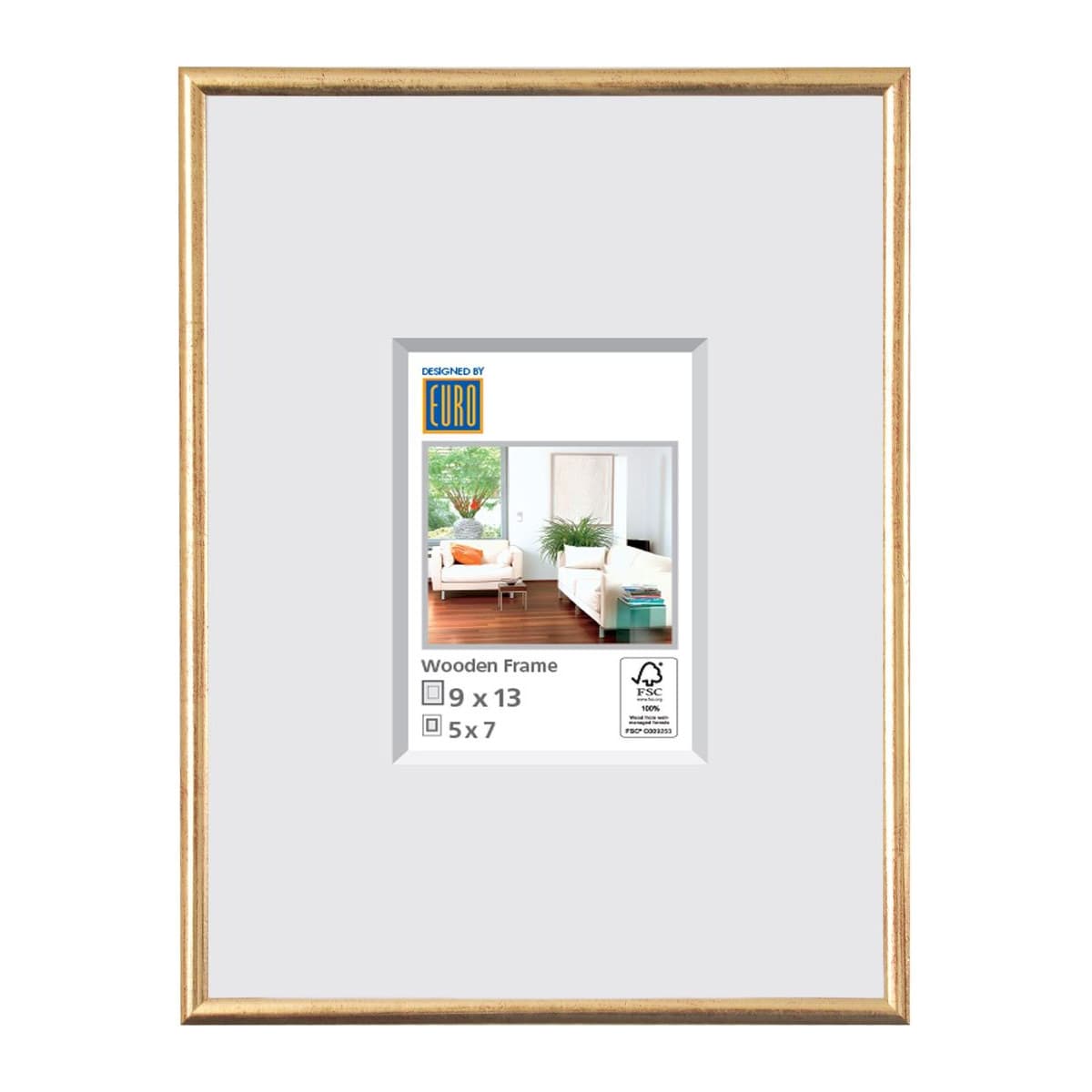 Holzrahmen L3 09x13 gold FSC