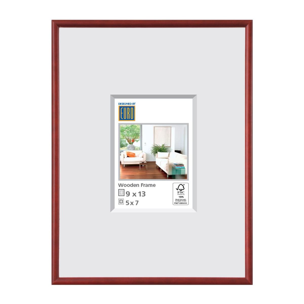 Holzrahmen L3 09x13 rot FSC