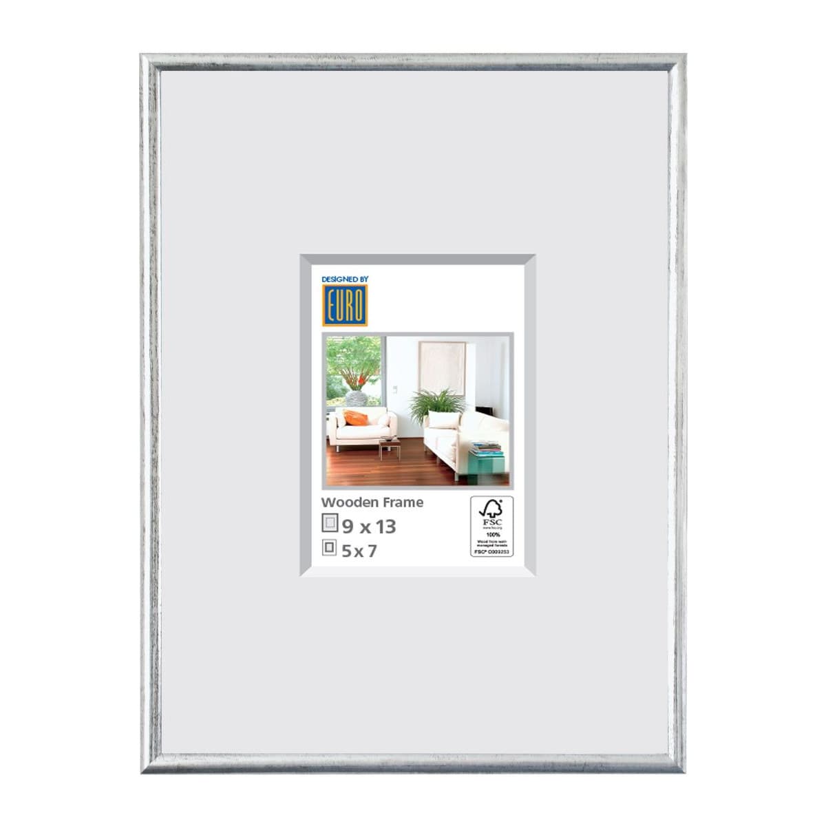 Holzrahmen L3 09x13 silber FSC