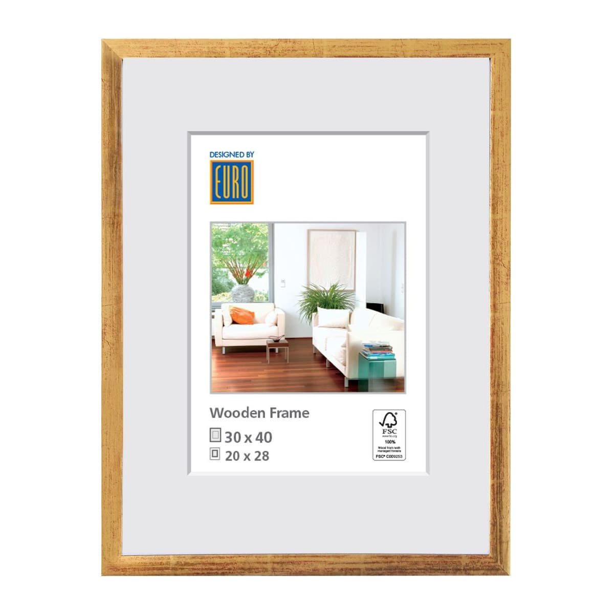 Holzrahmen L34 30x40 gold / FSC