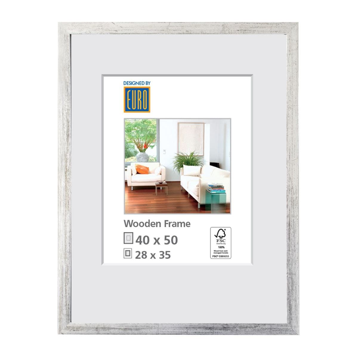 Holzrahmen L34 40x50 silber / FSC