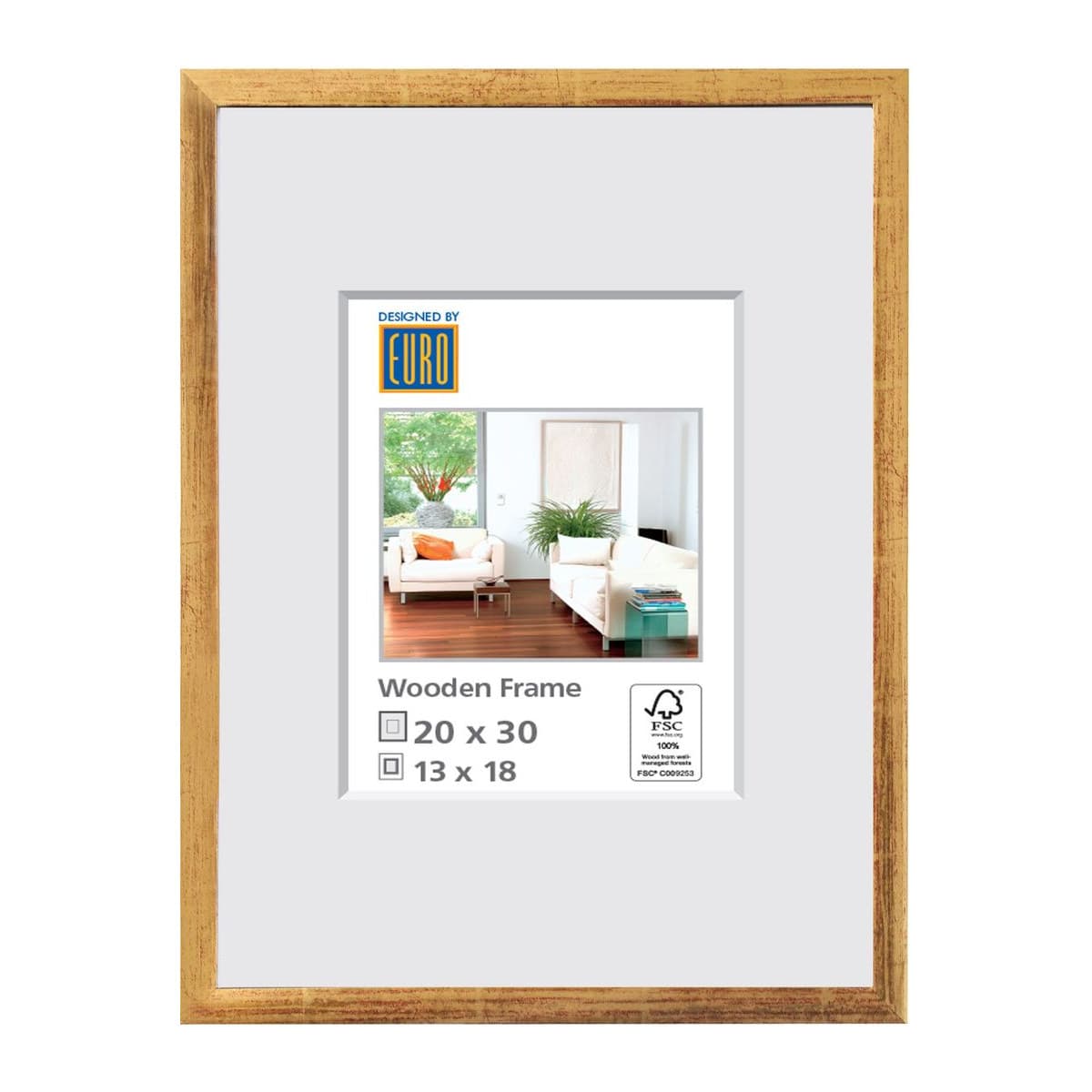 Holzrahmen L34 20x30 gold / FSC
