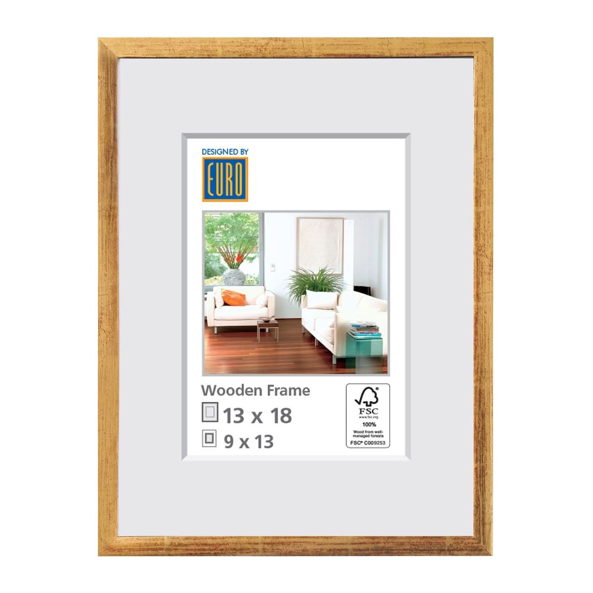 Holzrahmen L34 13x18 gold / FSC