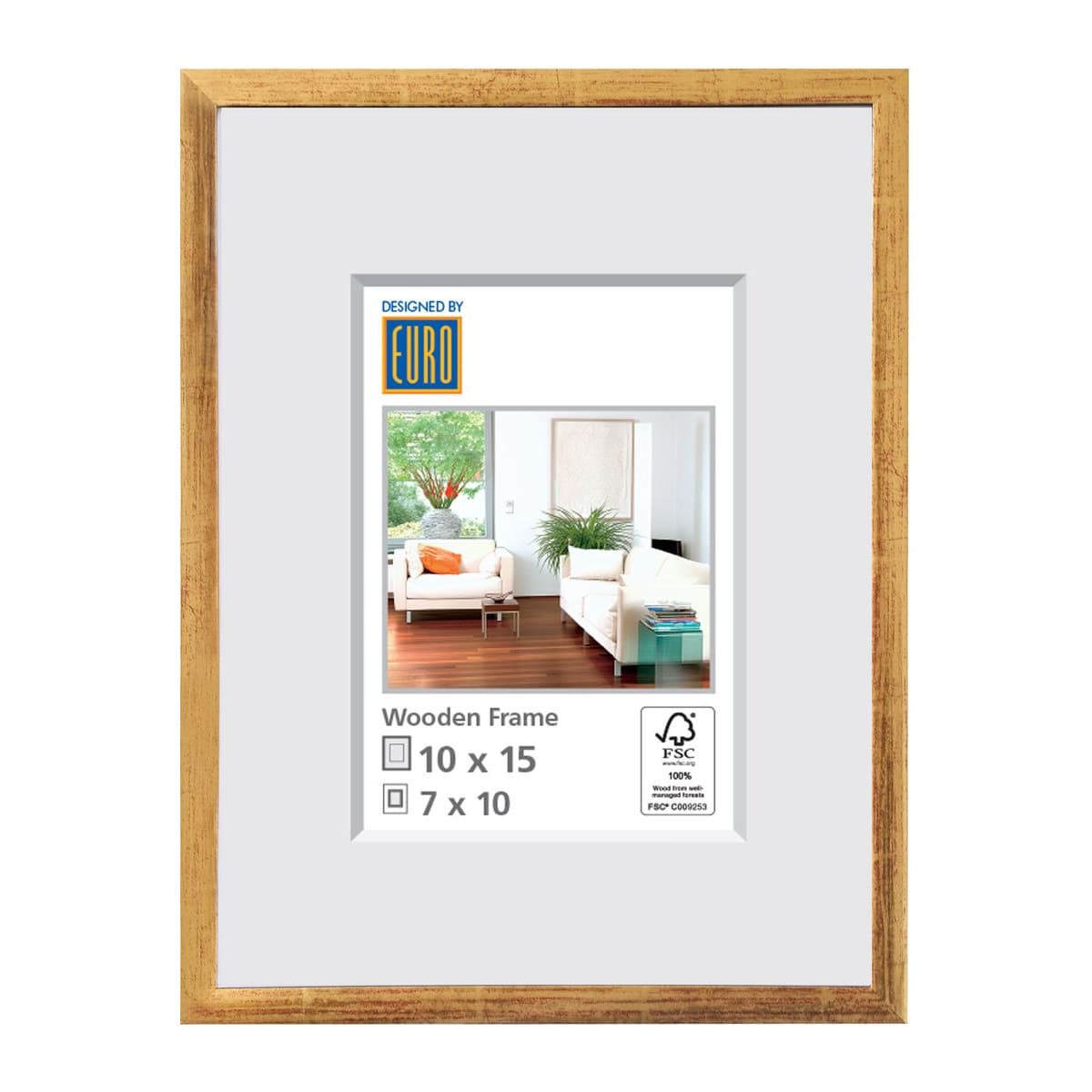 Holzrahmen L34 10x15 gold / FSC