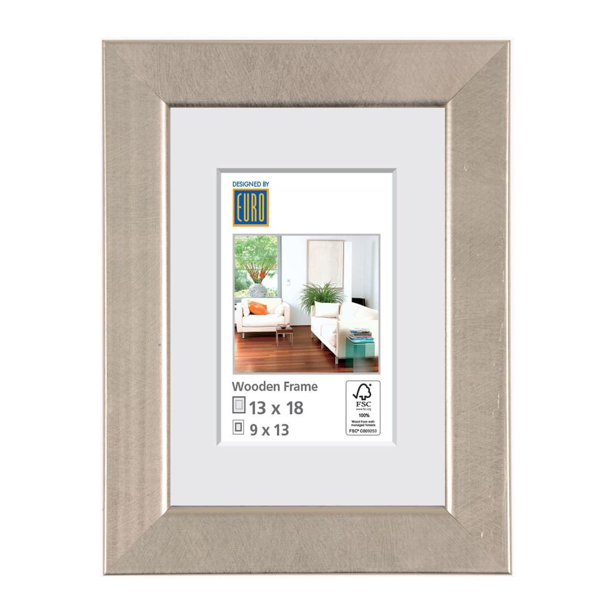Holzrahmen HR9 13x18 silber FSC