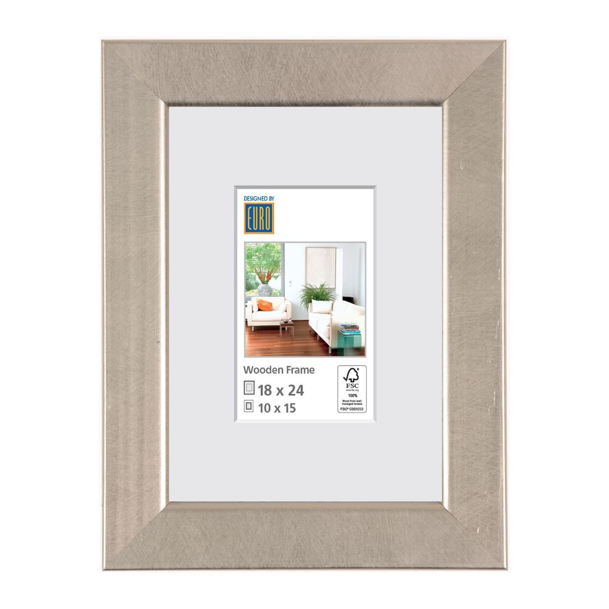 Holzrahmen HR9 18x24 silber FSC
