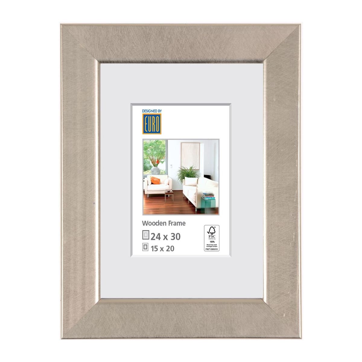 Holzrahmen HR9 24x30 silber FSC