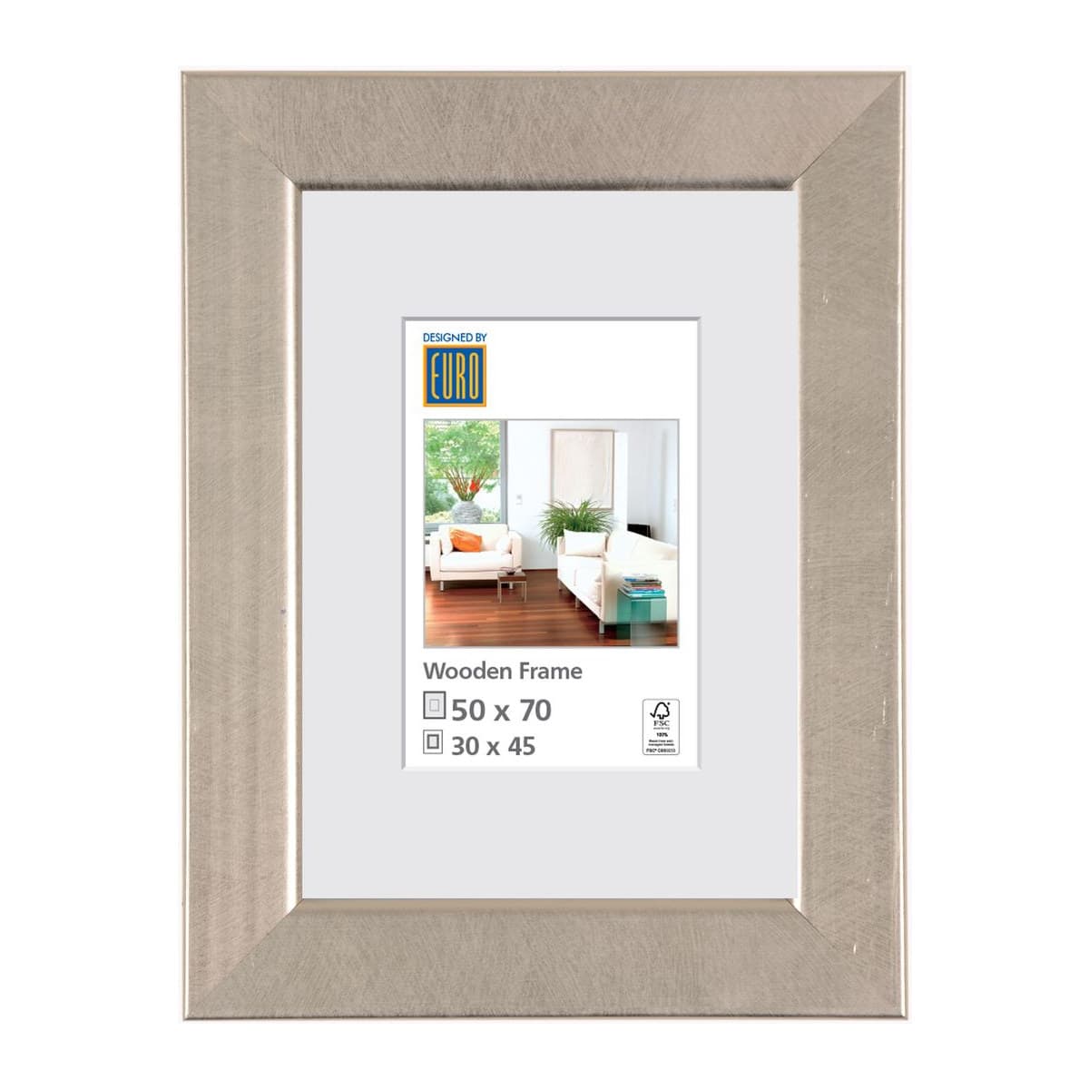 Holzrahmen HR9 50x70 silber FSC