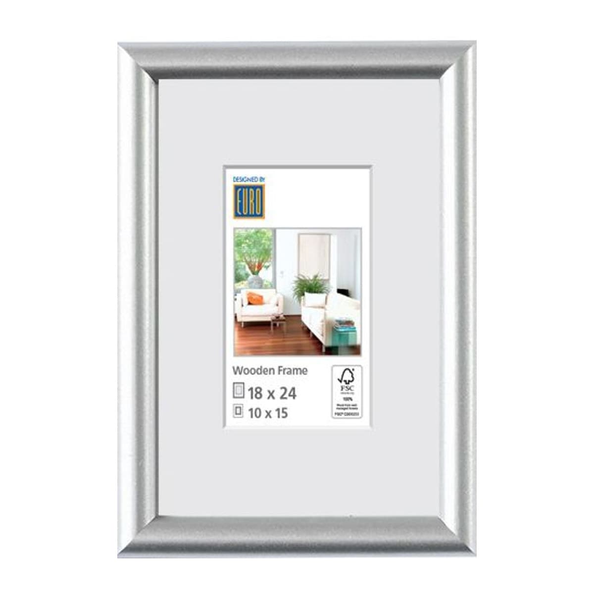 Holzrahmen L9050 18x24 silber / FSC